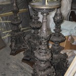 I candelieri di San Carlo, durante la pulitura in cantiere